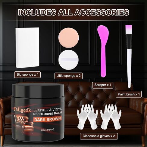 Leather Recoloring Balm - Leather Color Restorer, Leather Repair Kit for Furniture, Leather Scratch Couch Repair Kits for Furniture, Leather Dye, Leather Color Restorer for Couch, Leather Paint Repair in Saudi Arabia
