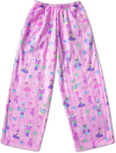 iscream Big Girls Silky Soft Plush Fun Print Fleece Pants - Holiday Twinkle Collection in Saudi Arabia