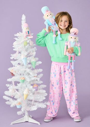 iscream Big Girls Silky Soft Plush Fun Print Fleece Pants - Holiday Twinkle Collection in Saudi Arabia