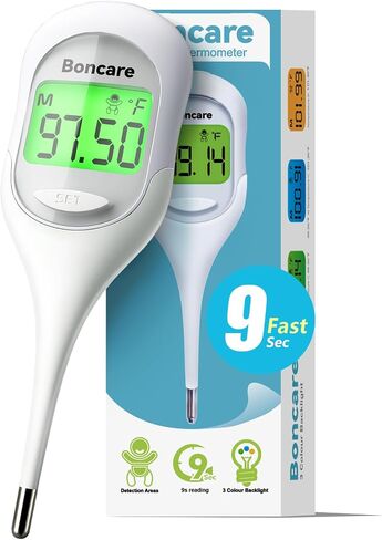 Boncare 9 Seconds Thermometer for Adults - Digital Oral Thermometer for Fever (White) in Saudi Arabia