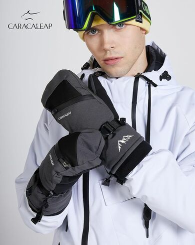 Caracaleap Winter Ski Mittens for Men Women Cold Weather- Warm Snowboard Mittens Gloves Waterproof Snow Sports Mitts Gloves in Kuwait