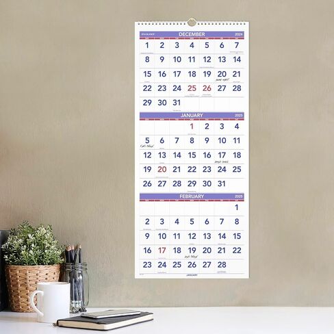 AT-A-GLANCE 2025 Wall Calendar, 24" x 12", Large, Horizontal, 3-Month Reference (PM142825) in Saudi Arabia