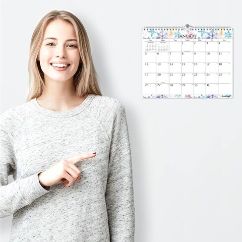 Cranbury Wall Calendar 2025-2026 8.5x11", Use Now to Dec 2026, Beautiful Floral Designs, Thick Paper, Large Daily Squares, Sturdy Spiral Binding, Use on Wall Lay or Flat as Monthly Desk Calendar in Saudi Arabia