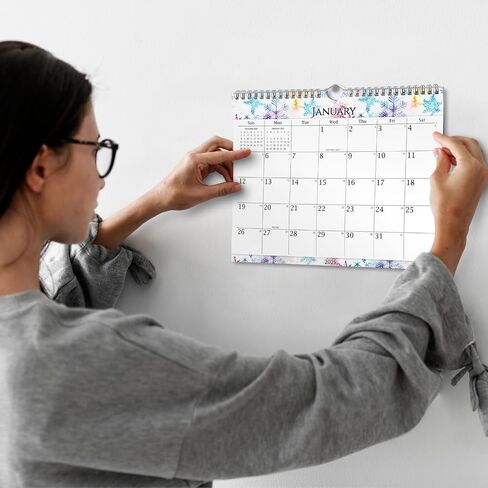 Cranbury Wall Calendar 2025-2026 8.5x11", Use Now to Dec 2026, Beautiful Floral Designs, Thick Paper, Large Daily Squares, Sturdy Spiral Binding, Use on Wall Lay or Flat as Monthly Desk Calendar in Saudi Arabia