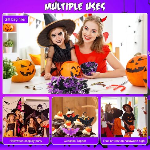 Zubebe 200 Pieces Halloween Spider Rings Bat Ring Plastic Spider Bat Rings Fake Toy Rings Bulk Halloween Rings Plastic Cupcake Topper for Halloween Decoration Party Favors Gifts in Saudi Arabia