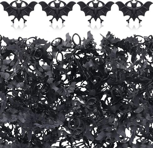Zubebe 200 Pieces Halloween Spider Rings Bat Ring Plastic Spider Bat Rings Fake Toy Rings Bulk Halloween Rings Plastic Cupcake Topper for Halloween Decoration Party Favors Gifts in Saudi Arabia
