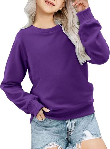 storeofbaby Girls Long Sleeve Sweatshirt Casual Crew Neck Ribbed Tops Loose Fit Pullover in Saudi Arabia