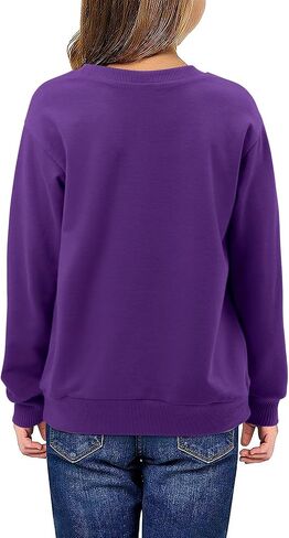 storeofbaby Girls Long Sleeve Sweatshirt Casual Crew Neck Ribbed Tops Loose Fit Pullover in Saudi Arabia