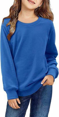 storeofbaby Girls Long Sleeve Sweatshirt Casual Crew Neck Ribbed Tops Loose Fit Pullover in Saudi Arabia