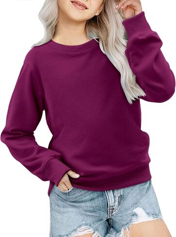 storeofbaby Girls Long Sleeve Sweatshirt Casual Crew Neck Ribbed Tops Loose Fit Pullover in Kuwait