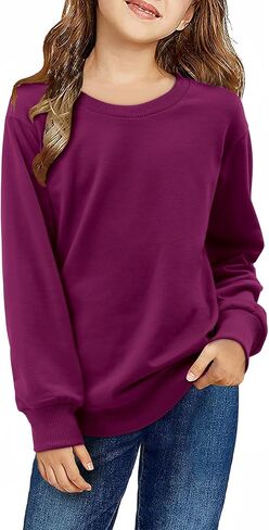 storeofbaby Girls Long Sleeve Sweatshirt Casual Crew Neck Ribbed Tops Loose Fit Pullover in Kuwait