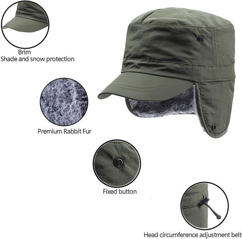 Winter Ear Flap Ushanka Fur Trapper Hat Winter Visor Warm Cadet Baseball Cap for Men Women in Saudi Arabia