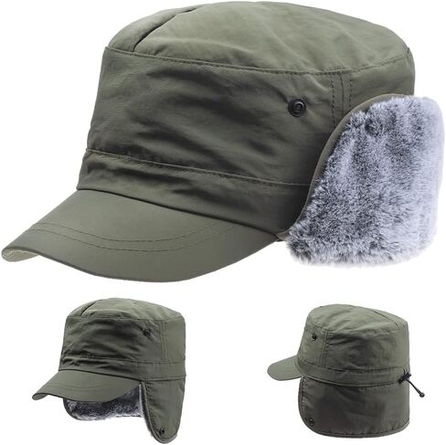 Winter Ear Flap Ushanka Fur Trapper Hat Winter Visor Warm Cadet Baseball Cap for Men Women in Saudi Arabia