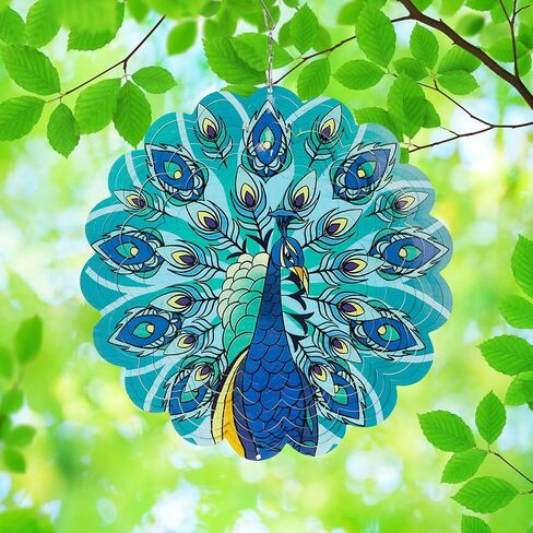 Wind Spinner-3D Stainless Steel Hanging Wind Catchers Kinetic,Hanging Ornament Outdoor Wind Spinner,12Inch Wind Spinners Outdoor Hanging for Gardens and Courtyards（Peacocks） in Saudi Arabia