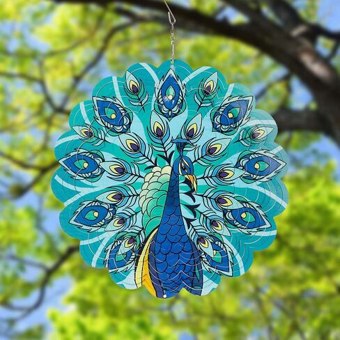 Wind Spinner-3D Stainless Steel Hanging Wind Catchers Kinetic,Hanging Ornament Outdoor Wind Spinner,12Inch Wind Spinners Outdoor Hanging for Gardens and Courtyards（Peacocks） in Saudi Arabia