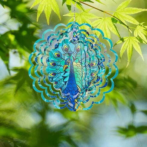 Wind Spinner-3D Stainless Steel Hanging Wind Catchers Kinetic,Hanging Ornament Outdoor Wind Spinner,12Inch Wind Spinners Outdoor Hanging for Gardens and Courtyards（Peacocks） in Saudi Arabia