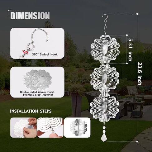 Reflective Bird Deterrents for Outside, Extra Sparkly Metal Hanging 3D Wind Spinners, Garden Décor, Bird Scare Repellent Devices to Keep Birds Away Your House Patio Orchards 9Pcs 5.31" in Saudi Arabia