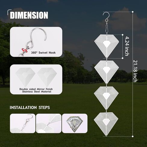 Reflective Bird Deterrents for Outside, Extra Sparkly Metal Hanging 3D Wind Spinners, Garden Décor, Bird Scare Repellent Devices to Keep Birds Away Your House Patio Orchards 9Pcs 5.31" in Saudi Arabia