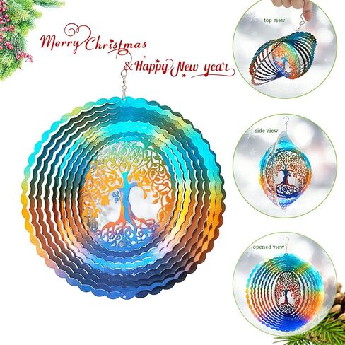 FONMY Wind Spinner Mandala Starry Sky 12 inch 3D Stainless Steel Laser Cut Metal Art Geometric Pattern - Hanging Wind Spinner, Kinetic Yard Art Decorations - Indoor/Outdoor Décor in Saudi Arabia