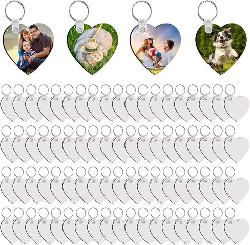 240Pcs Sublimation Keychain Blanks Double Sides 80 MDF Sublimation Keychains Blank with 160 Rings and Clips in Saudi Arabia