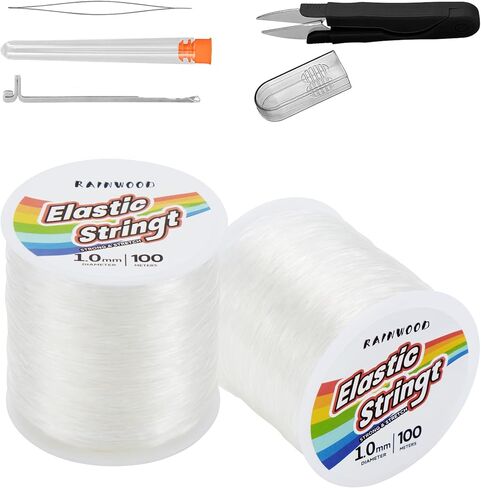 Elastic Bracelet String Cord Kit: 2 Rolls of 200m (0.5mm) Clear Beaded Stretch Cord with Tools - Perfect for Bracelet Making and DIY Jewelry Projects! in Saudi Arabia