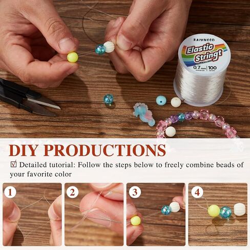 Elastic Bracelet String Cord Kit: 2 Rolls of 200m (0.5mm) Clear Beaded Stretch Cord with Tools - Perfect for Bracelet Making and DIY Jewelry Projects! in Saudi Arabia