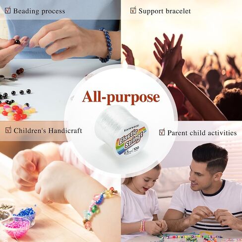 Elastic Bracelet String Cord Kit: 2 Rolls of 200m (0.5mm) Clear Beaded Stretch Cord with Tools - Perfect for Bracelet Making and DIY Jewelry Projects! in Saudi Arabia