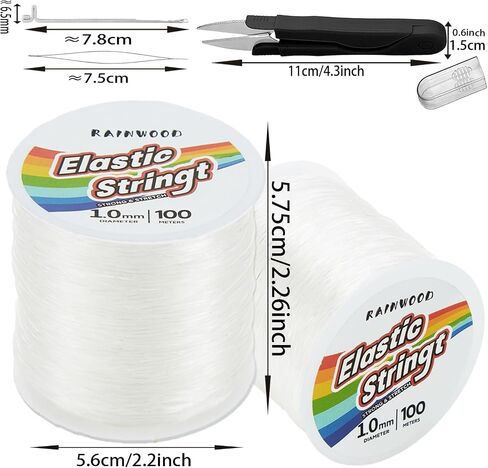 Elastic Bracelet String Cord Kit: 2 Rolls of 200m (0.5mm) Clear Beaded Stretch Cord with Tools - Perfect for Bracelet Making and DIY Jewelry Projects! in Saudi Arabia