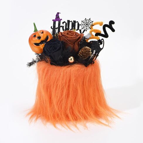 Halloween Table Decor Preserved Flowers Black Roses with Pumpkins and Hydrangea, Halloween Table Centerpiece for Dining Kitchen Living Room Bedroom Front Door (Orange) in Saudi Arabia