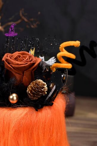 Halloween Table Decor Preserved Flowers Black Roses with Pumpkins and Hydrangea, Halloween Table Centerpiece for Dining Kitchen Living Room Bedroom Front Door (Orange) in Saudi Arabia