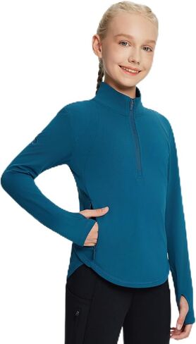 BALEAF Fleece Lined Girls Horse Riding Shirts With Pants Thermal Equestrian Clothing(Blue & Black,Size M) in Saudi Arabia