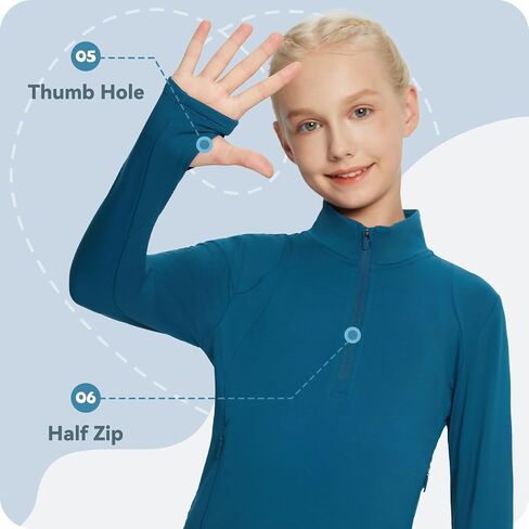 BALEAF Fleece Lined Girls Horse Riding Shirts With Pants Thermal Equestrian Clothing(Blue & Black,Size M) in Saudi Arabia