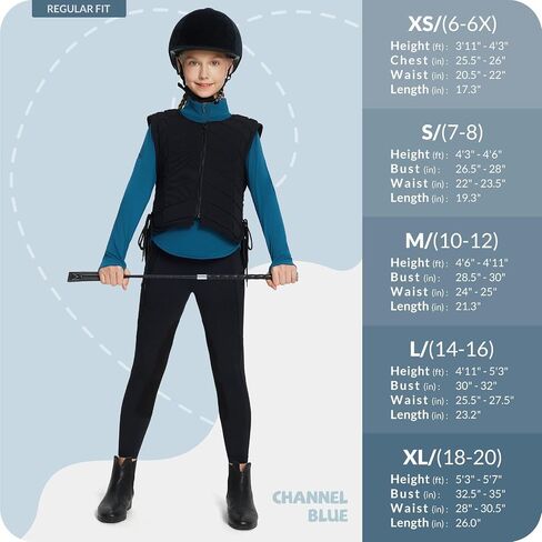 BALEAF Fleece Lined Girls Horse Riding Shirts With Pants Thermal Equestrian Clothing(Blue & Black,Size M) in Saudi Arabia