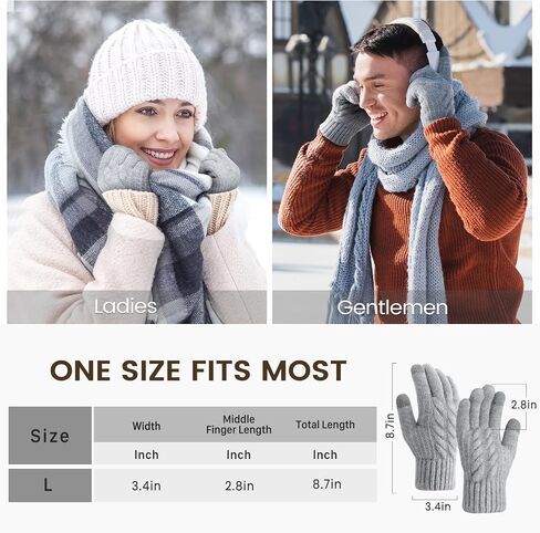 Clothirily Winter Gloves for Women, Touch Screen Gloves with Thermal Soft Lining, Elastic Cuff Winter Gloves for Cold Weather in Kuwait