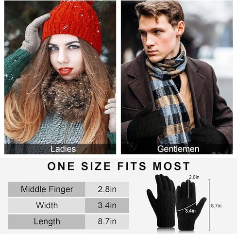 Clothirily Winter Gloves for Women, Touch Screen Gloves with Thermal Soft Lining, Elastic Cuff Winter Gloves for Cold Weather in Kuwait