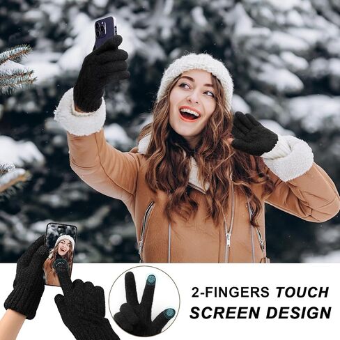 Clothirily Winter Gloves for Women, Touch Screen Gloves with Thermal Soft Lining, Elastic Cuff Winter Gloves for Cold Weather in Kuwait