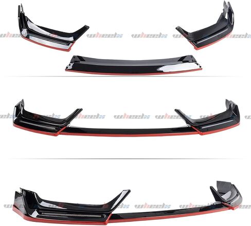 Front Bumper Lip W/Light Compatible with 2016-2021 Honda Civic Hatchback & Si, Red Line Style Air Dam Spoiler Splitter with LED Daytime Running Lights Fit for 16-21 (Carbon Fiber Pattern) in Saudi Arabia