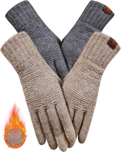 REACH STAR 2 Pairs Winter Gloves for Women Touch Screen Elastic Thermal Knit Lining Warm Gloves for Cold Weather in Saudi Arabia