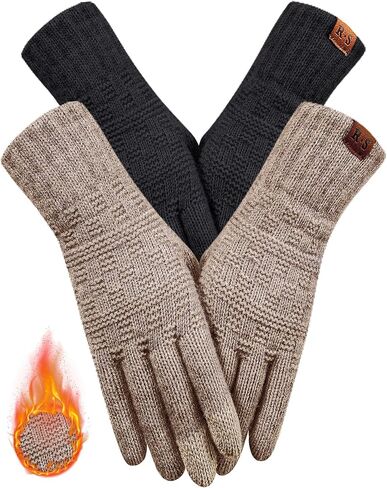 REACH STAR 2 Pairs Winter Gloves for Women Touch Screen Elastic Thermal Knit Lining Warm Gloves for Cold Weather in Saudi Arabia