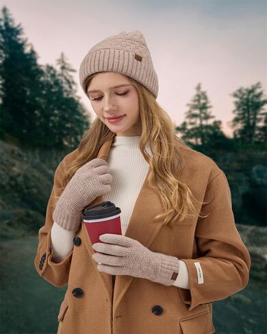 REACH STAR 2 Pairs Winter Gloves for Women Touch Screen Elastic Thermal Knit Lining Warm Gloves for Cold Weather in Saudi Arabia