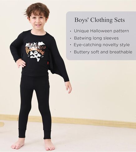أطقم ملابس للأولاد من الخيزران الفسكوزي للهالوين بأكمام طويلة وجناح الخفاش in Kuwait
