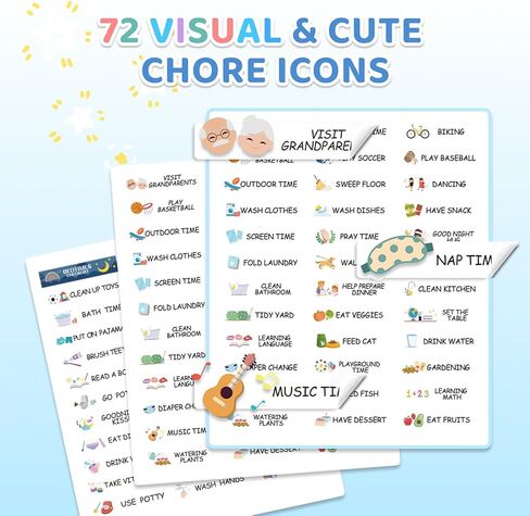 2 in 1 Bedtime/Morning Routine Chart for Kids Toddlers, Magnetic Chore Chart for Kids, Cute Visual Schedule for Kids Schedule Board for Home, Kids Checklist to Do List ADHD Tools for Kids in Kuwait