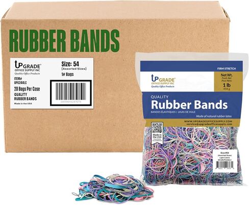 Upgrade Office Supply UPG244LC Rubber Bands, Size #54, Assorted Non-Latex Light Colors, 1 lb Bag, USA in Saudi Arabia
