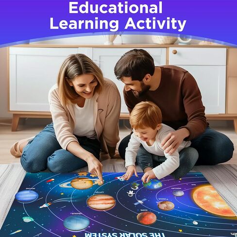 iPlay, iLearn Floor Puzzle for Kids Ages 4-8, Wooden Solar System Jigsaw Puzzle, 53Pcs Planetary Puzzle Game, Space Planets Learning Toy, Birthday Gift for 3-5 4-6 7 10-12 Year Old Boy Girl Child Teen in Saudi Arabia