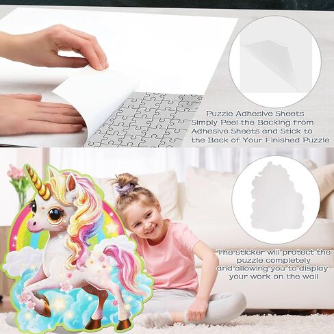 45 Piece Jumbo Shimmery Unicorn Puzzles for Kids Ages 4-6, Large Floor Unicorn Puzzle for Girls 4-6 with Puzzle Sticker Sheets, Perfect Unicorn Toys for Girls Age 4-6, Ideal Gifts for 5 Year Old Girls in Saudi Arabia