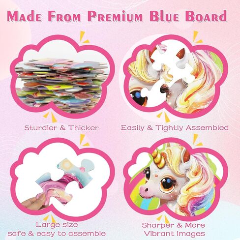 45 Piece Jumbo Shimmery Unicorn Puzzles for Kids Ages 4-6, Large Floor Unicorn Puzzle for Girls 4-6 with Puzzle Sticker Sheets, Perfect Unicorn Toys for Girls Age 4-6, Ideal Gifts for 5 Year Old Girls in Saudi Arabia