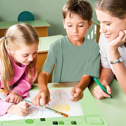 حصيرة فنية من السيليكون المحمولة من RGBMIX Art Supplies مع 10 فرش طلاء، 20 بوصة × 16 بوصة من السيليكون بساط رسم كبير من السيليكون للفنانين باللون الأخضر in Saudi Arabia