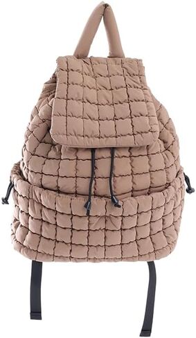 VAKAER Puffer Backpack for Women Lightweight Quilted Hiker Pack with Drawstring Padding Backpacks for Travel Gym (Khaki) in Saudi Arabia