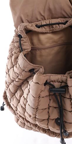 VAKAER Puffer Backpack for Women Lightweight Quilted Hiker Pack with Drawstring Padding Backpacks for Travel Gym (Khaki) in Saudi Arabia