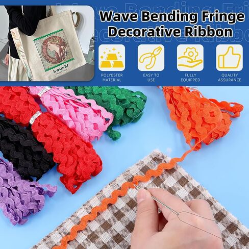 Glarks 1Pcs 27Yard/25M White Rick Rack Trim Ribbon Wave Sewing Bending Fringe Trim for DIY Sewing Crafts Wedding Bridal Dress Embellishment Party Decoration Gift Wrapping Supplies in Saudi Arabia